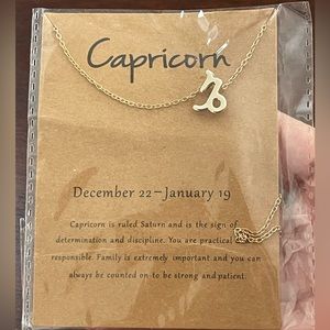 Capricorn gold tone pendant and chain